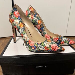 Nine west floral high heel pump